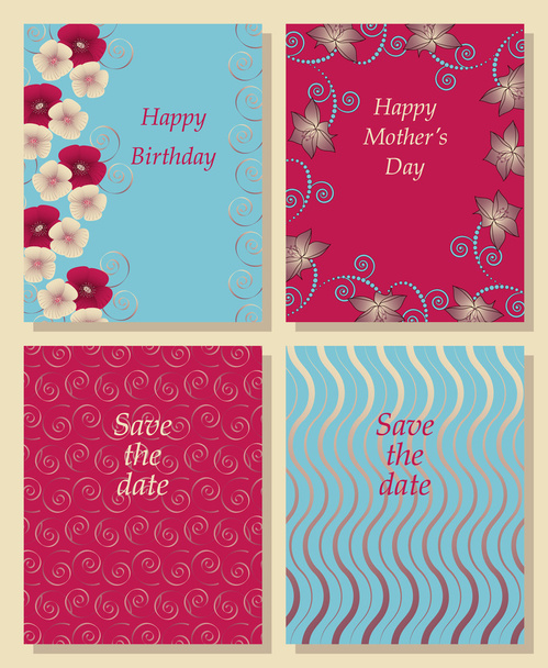 Set of vector templates for invitations, wishes, save the date - Vector, Image
