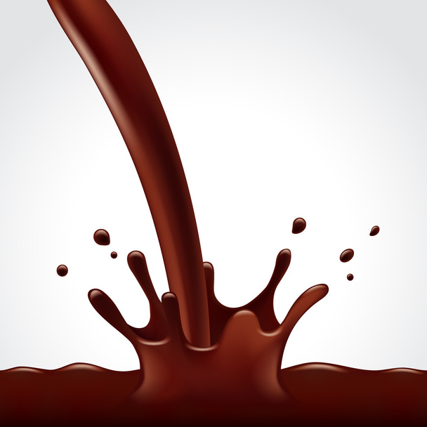 Nalití horké čokolády šplouchnutí na bílém pozadí - Vektor, obrázek