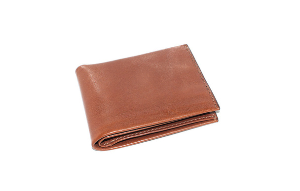 O bolso de couro marrom isolado com o fundo branco
 - Foto, Imagem