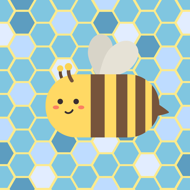 Bee in blauwe Bijenkorf - Vector, afbeelding