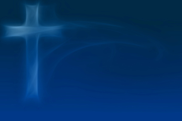 Glowing Cross on blue background - Photo, Image