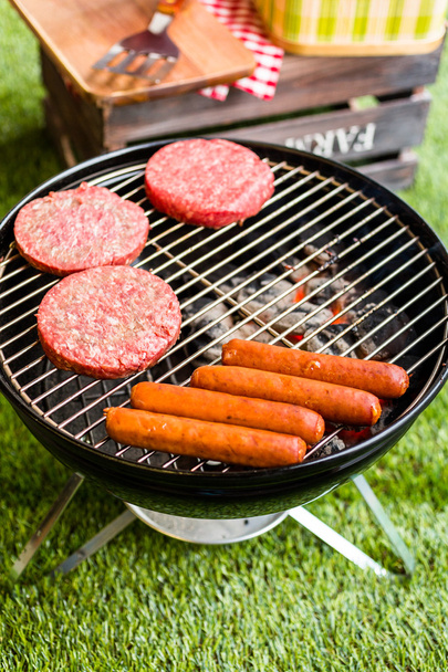 Summer picnic with small charcoal grill - Fotó, kép