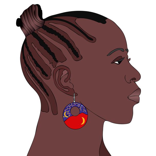 Afrikanerin mit Ohrring - Vektor, Bild