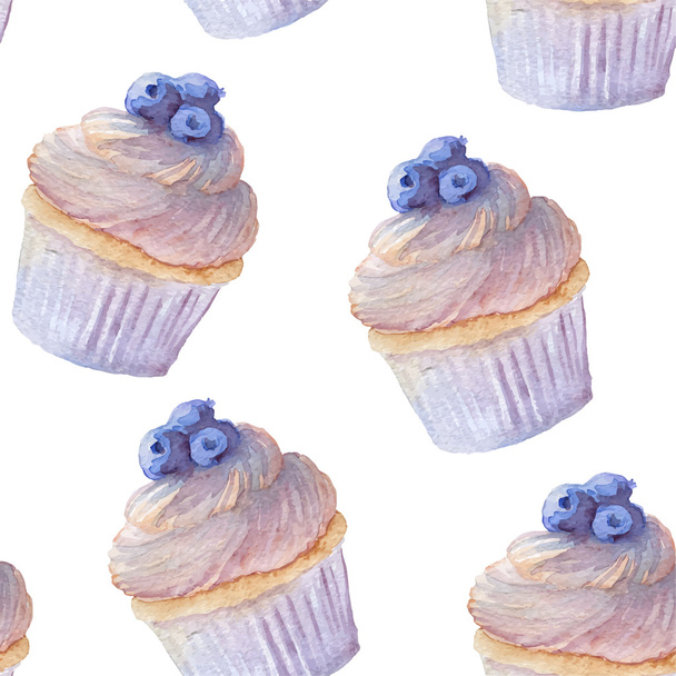 Hand painted watercolor cupcakes - Vector, Image