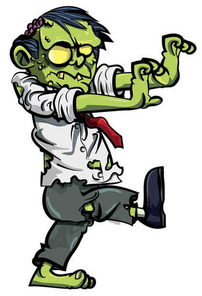Dibujos animados zombie hombre de negocios acecho
 - Vector, Imagen