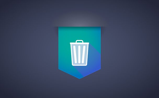 Long shadow ribbon icon with a trash can - Vector, Image
