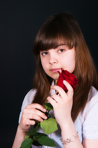 girl with a rose  - Valokuva, kuva