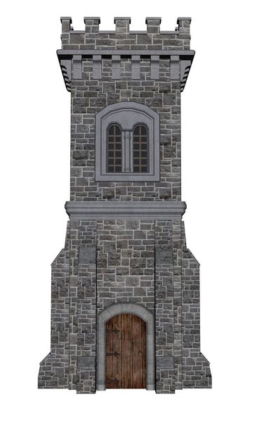 quadratischer Burgturm - 3D-Renderer - Foto, Bild