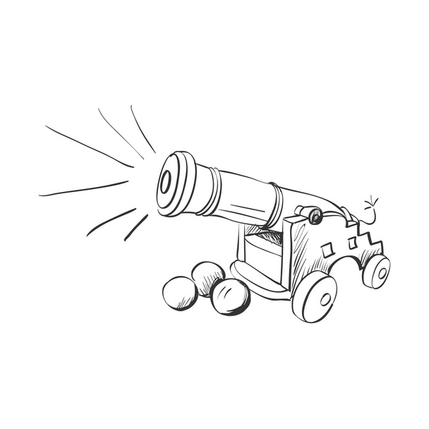 doodle cannon - Vector, afbeelding