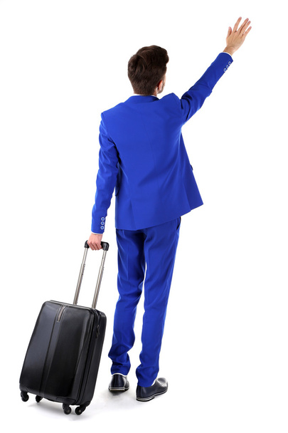 Hombre de negocios con maleta aislada en blanco
 - Foto, imagen