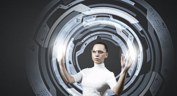 Girl and technologies of the future - Foto, immagini