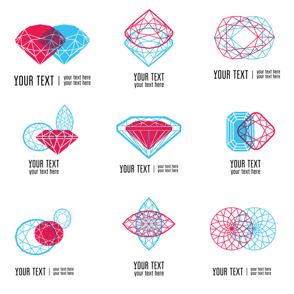 Vector set of modern diamond logos  - Vecteur, image
