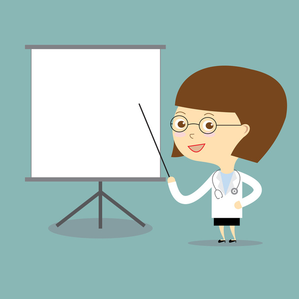 doctor woman teach with white board vector - Vector, Image