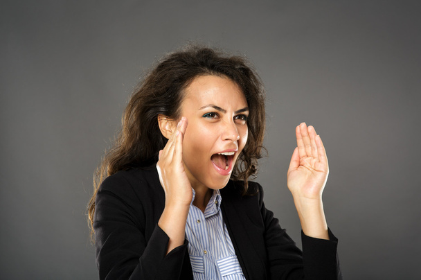 Angry businesswoman yelling - Фото, изображение