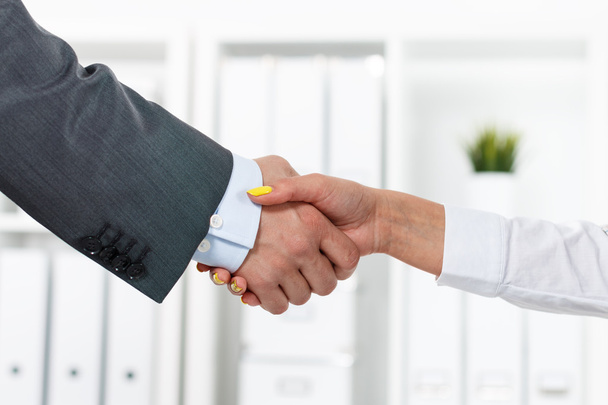 Male and female handshake in office - Photo, Image
