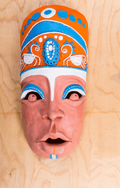 High Angle View of Painted Clay Mask - Fotó, kép