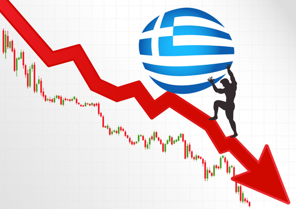 De crisis in Griekenland en Sisyphus. - Vector, afbeelding