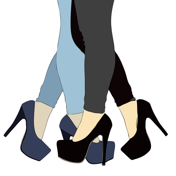 Fatální přitažlivost mezi dvěma ženami - obrázek představující nohy dvou žen, kteří hledají - Fotografie, Obrázek