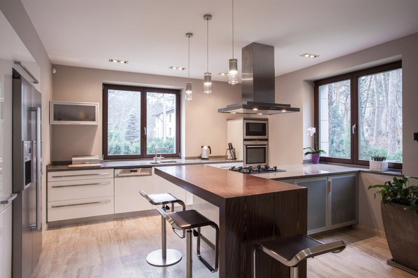 Spacious modern kitchen interior - 写真・画像