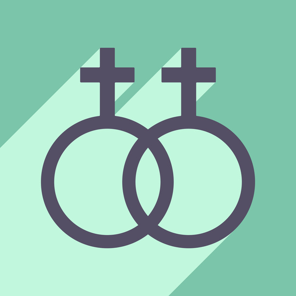 Piso con icono de sombra y aplicación móvil igualdad de sexos
 - Vector, imagen
