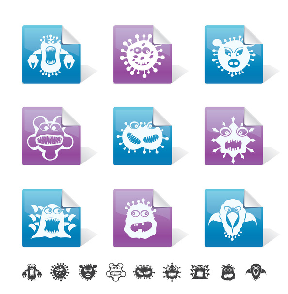 Bugs, germs and virus icons - Вектор, зображення