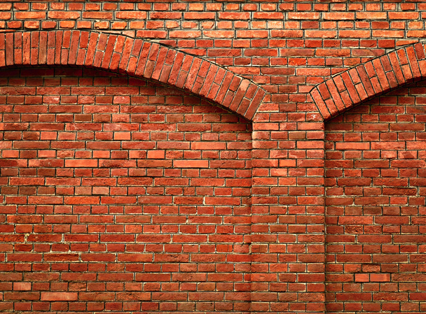 mur z cegły z łukiem - Zdjęcie, obraz