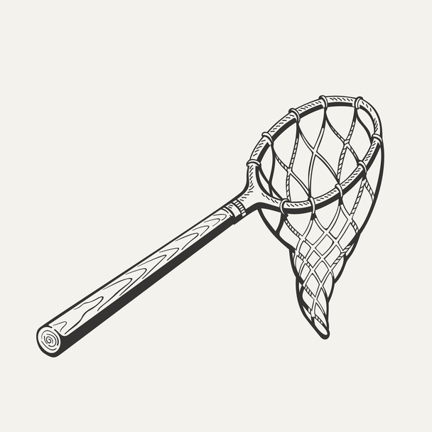 Illustration of butterfly net with handle.  - Vector, Image