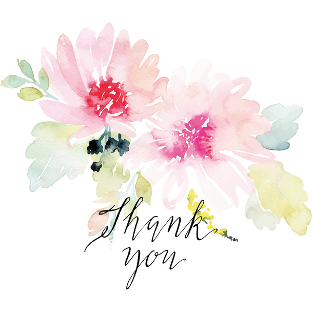 Watercolor greeting card flowers. - ベクター画像