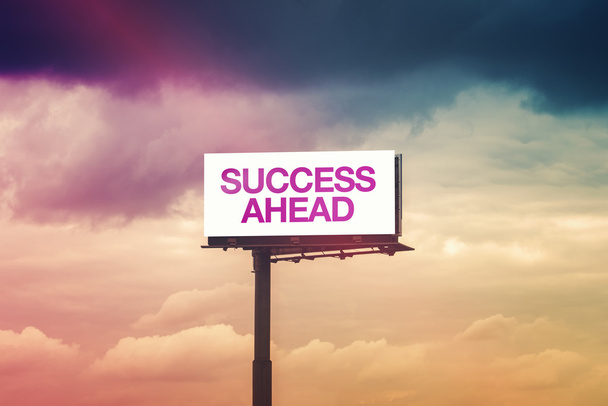 Success Ahead Motivational Message on Outdoor Advertsing Billboa - Foto, afbeelding