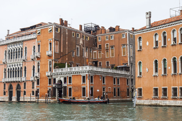 VENICE, ITALY - on MAY 3, 2015. City landscape. Ancient buildings ashore grandee Canala (Canal Grande). - Photo, Image
