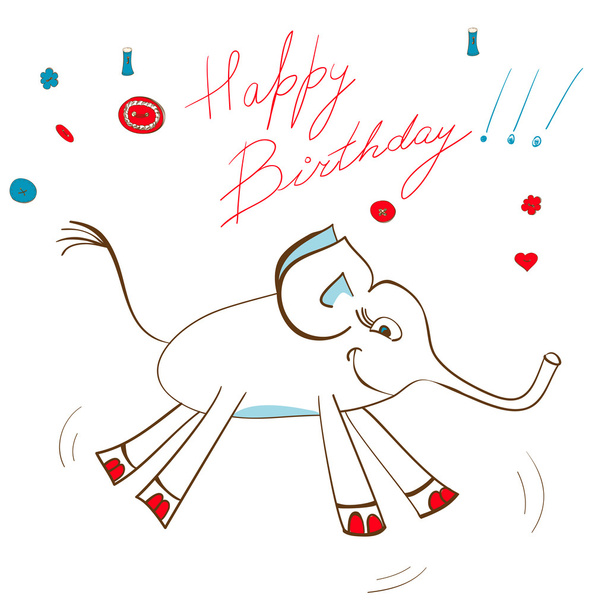 Gift card with elephant - Vector, Imagen