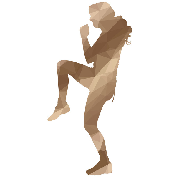 Low poly boxing woman - Vector, Image