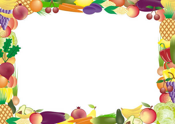 fruits and vegetables vector frame - Вектор,изображение