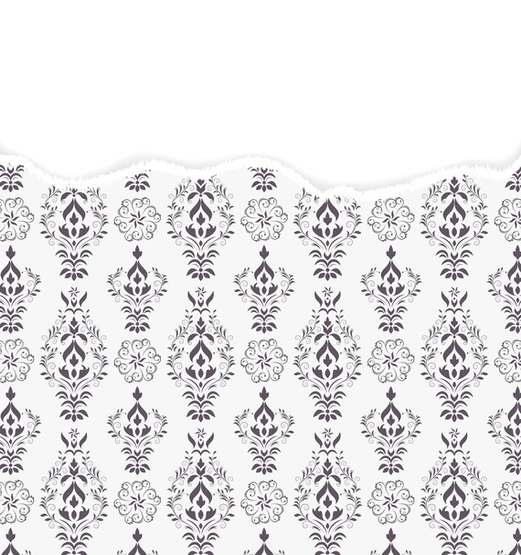 padrão de damasco com papel rasgado
 - Vetor, Imagem