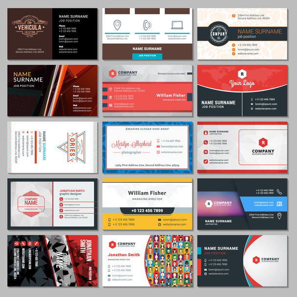 Set of Modern Creative Business Card Templates - Vektor, kép