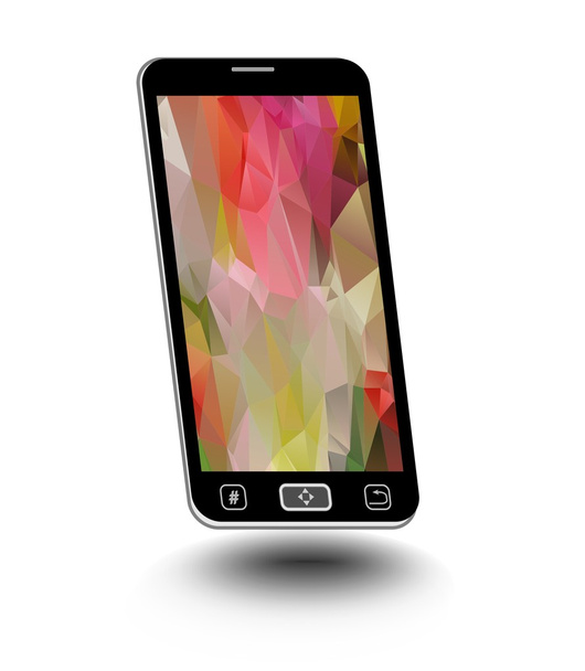 Smartphone - geïsoleerde object met driehoek patronen op display - Vector, afbeelding