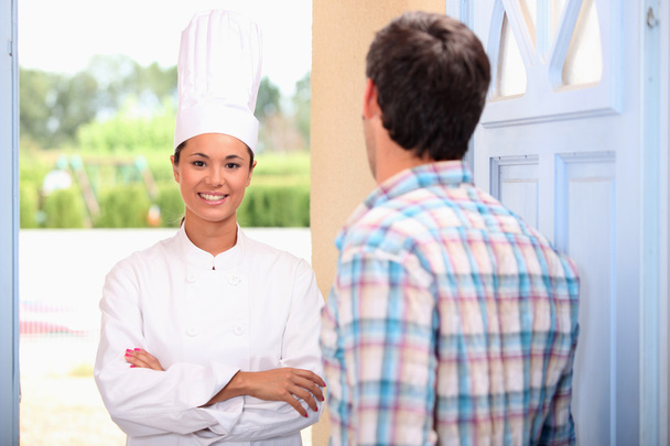 Chef on doorstep - Photo, Image