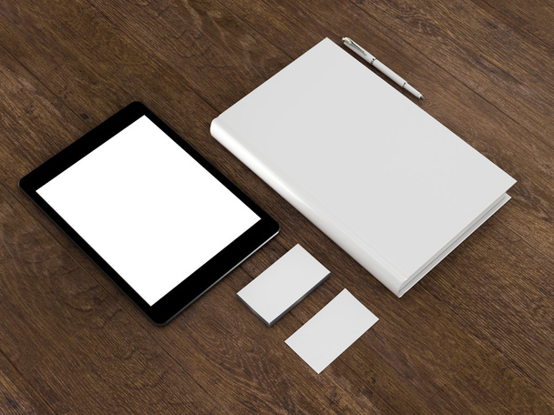 Book, tablet, business cards - Foto, afbeelding