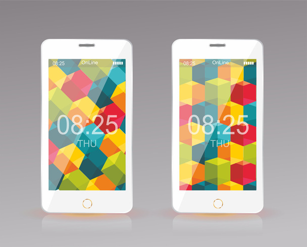 Moderno smart phone, design della carta da parati interfaccia mobile
. - Vettoriali, immagini
