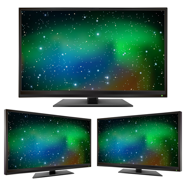 tv moderner LED-Monitor isoliert auf weißem Hintergrund - Vektor, Bild