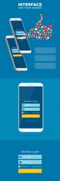 Abstract creative concept vector member login form interface. For web page, site, mobile applications, art illustration, design theme, modern menu, ui, app, contact empty box, banner, profil log in - Vector, Image