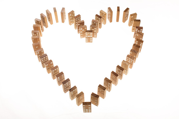 Dominoes standing in heart shape - Photo, Image