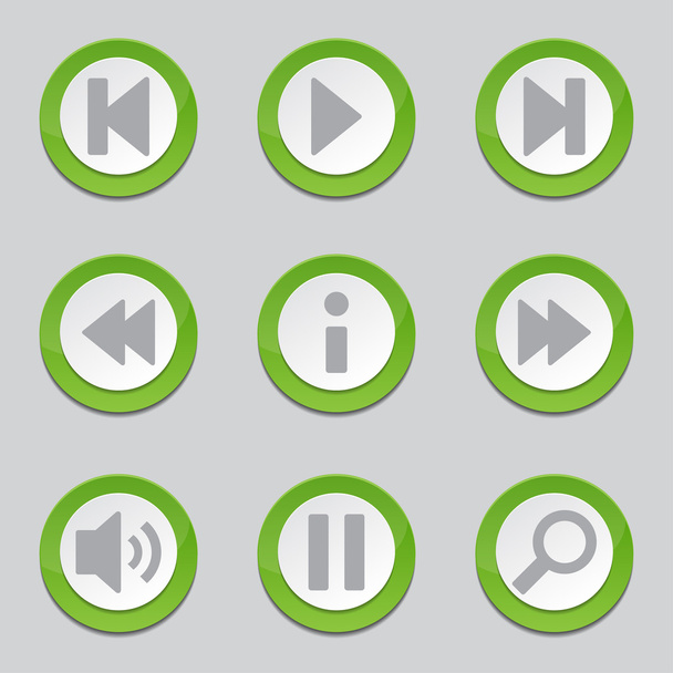 Multimedia Controller Green Button Icons - Wektor, obraz