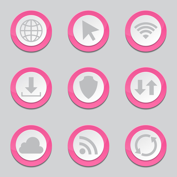 Web Internet Social Pink Button Icons - Vector, Image