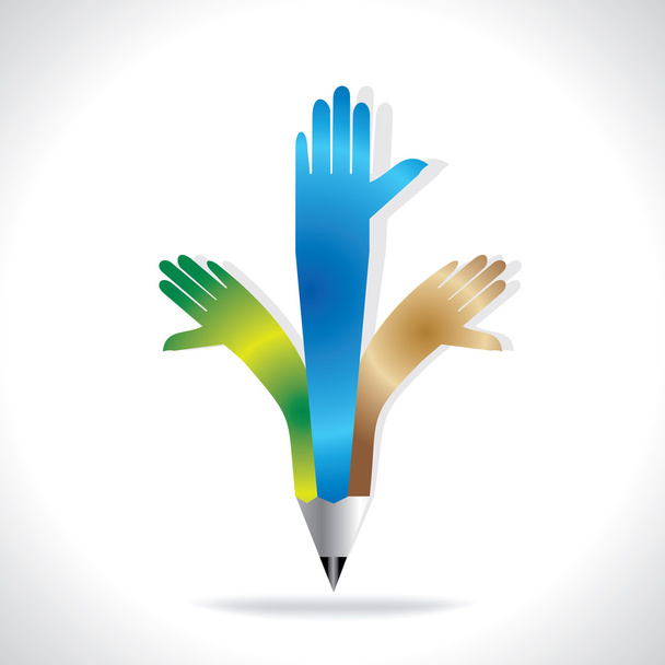 creative pencil with hands idea concept - Vektor, obrázek