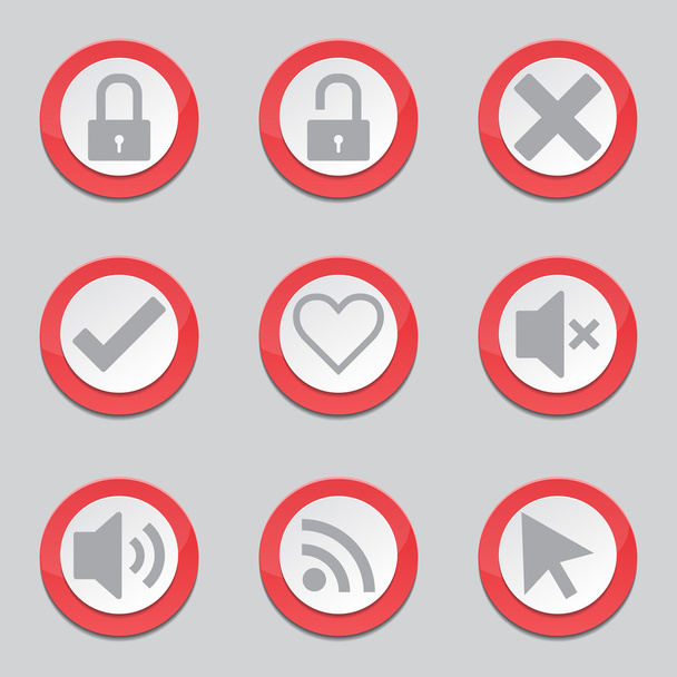 SEO Internet Sign Red Button Icons - Vector, Imagen