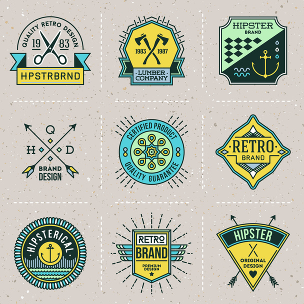retro design color hipster insignias - Vettoriali, immagini