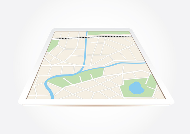 city map on tablet screen - vector - Vecteur, image