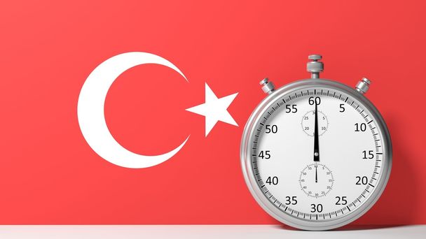 Flaga Turcji z chronometr - Zdjęcie, obraz