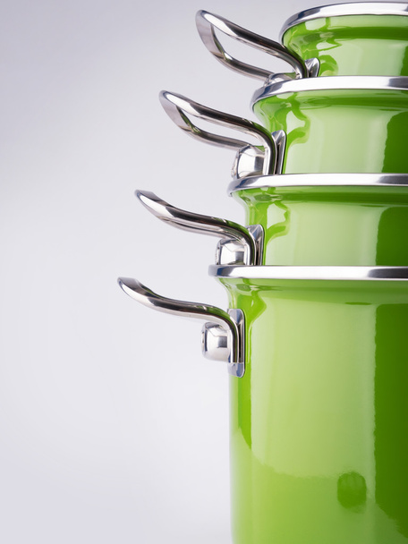 Zöld zománcozott edények - Fotó, kép